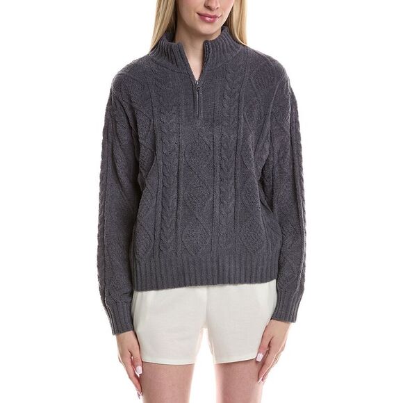 Pj Salvage WomensCable Crew Lounge Sweater Gray